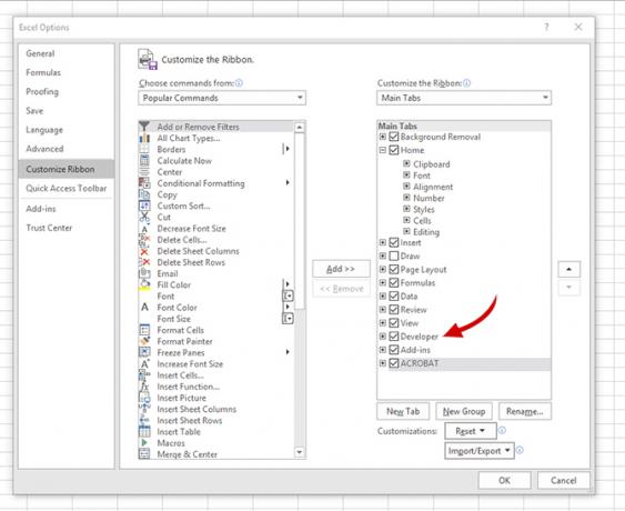Excel'de Gizli Geliştirici Sekmesinin Kilidini Açma Excel Developer1