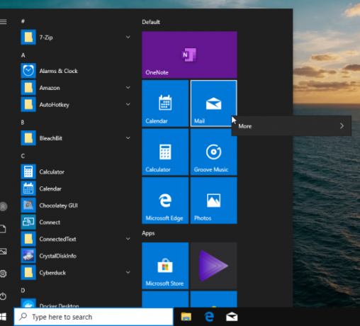 Windows 10'da özelleştirilmiş başlangıç ​​düzeni