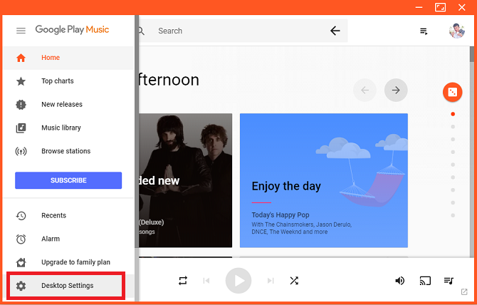 google oyun müzik masaüstü oyuncu masaüstü ayarları