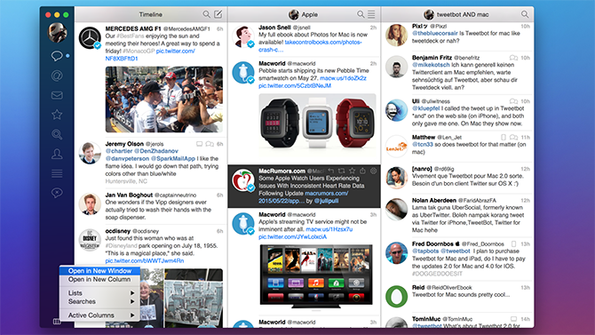 MacOS'ta Tweetbot Twitter istemcisi
