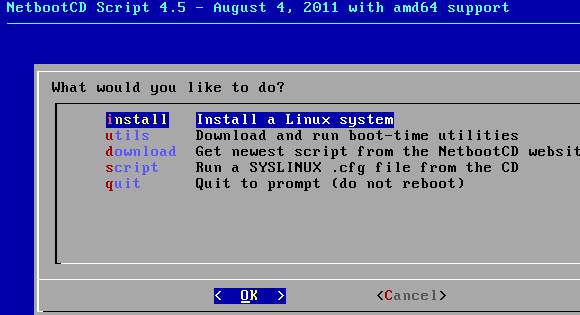 NetbootCD: Bir CD'den [Linux] Ubuntu, Fedora, Debian ve Daha Fazlasını Kurun [Linux] netbootcd start