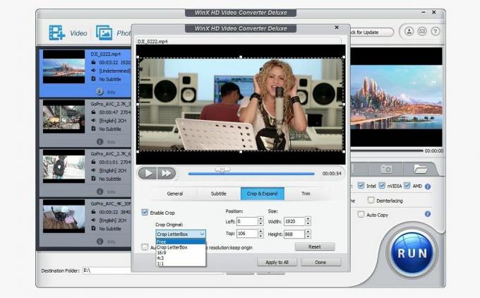 WinX HD Video Converter'da Video Kırpma