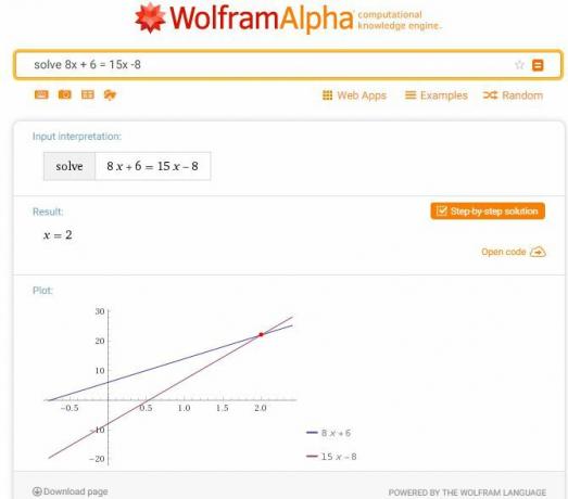 Wolfram Alfa denklem çözücü