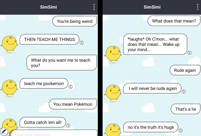 simsimi-Chatbot-ekran