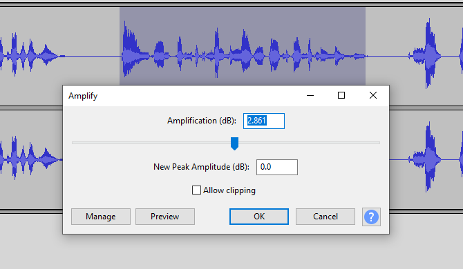 Audacity'deki vokal parçalarını düzeltmek için Amplify aracını kullanın