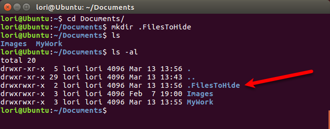 Linux'ta Terminal'i kullanarak yeni bir gizli klasör oluşturun