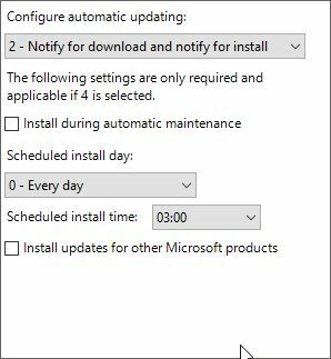 Otomatik Güncelleştirme Windows 10 Grup İlkesini Yapılandırma