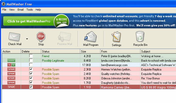 Top 4 Freeware Aslında Mailwasher Çalışan Spam Engelleyiciler