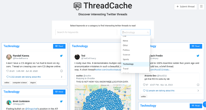 ThreadCache'de okunmaya değer Twitter konularını keşfedin 