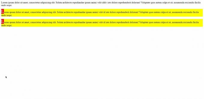 Bir miktar lorem ipsum metni içeren kod çıktısının bir ekran görüntüsü.