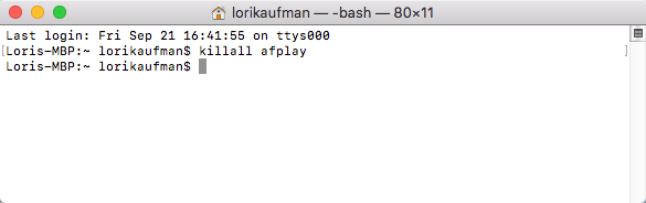 Mac'te afplay için killall komutunu çalıştırın