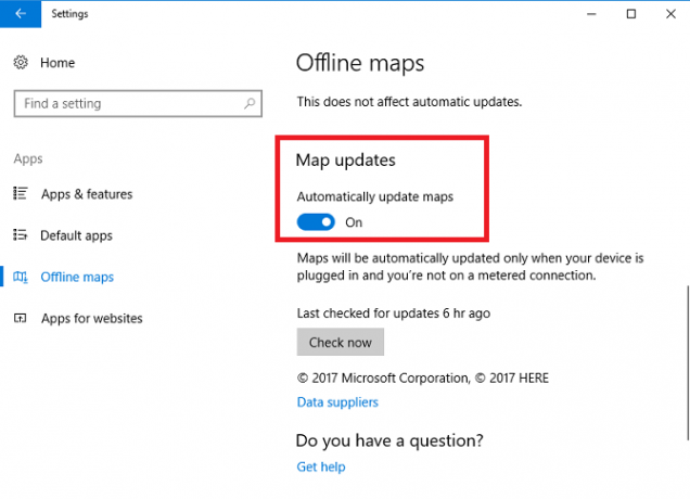 harita ayarları çevrimdışı güncelleme windows 10