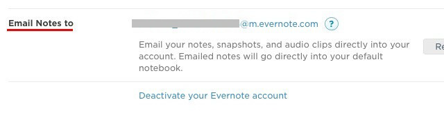 Evernote-posta kimliği