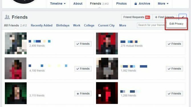 Facebook arkadaş listesini gizleme