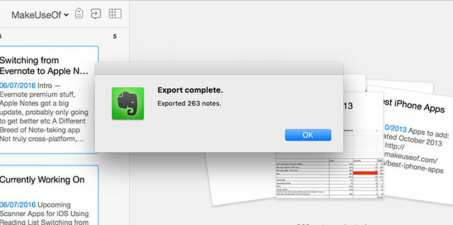 Evernote ihracatı