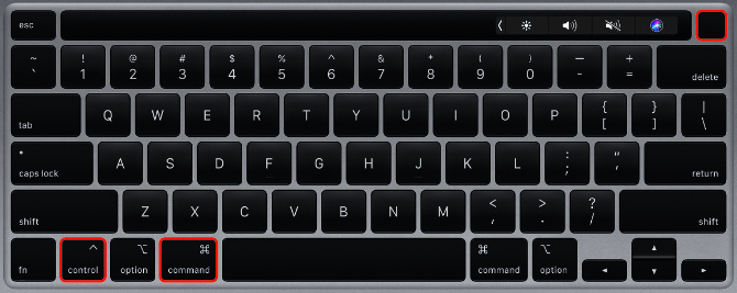 Zorla kapatma kısayoluna sahip MacBook klavye