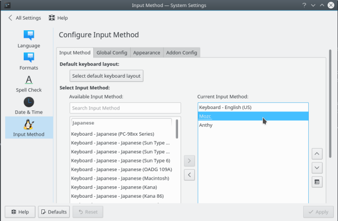 kde bölgesel yapılandırma giriş yöntemi