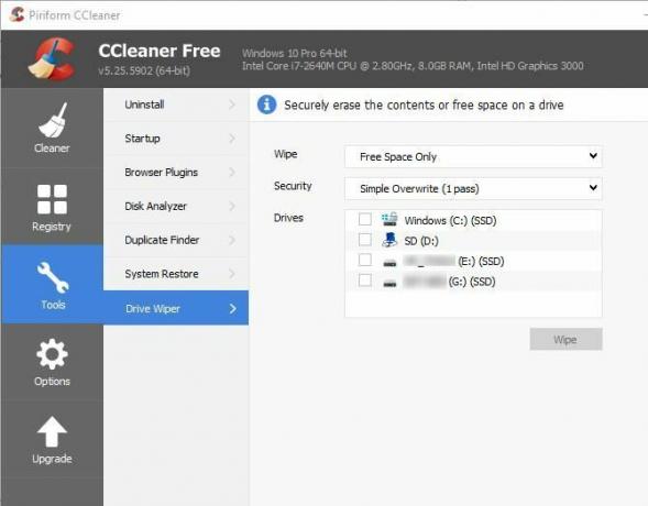 Bilgisayarınızı Etkin Bir Şekilde Temizleme için 6 CCleaner İpuçları ve Püf Noktaları 04 CCleaner Drive Silecek