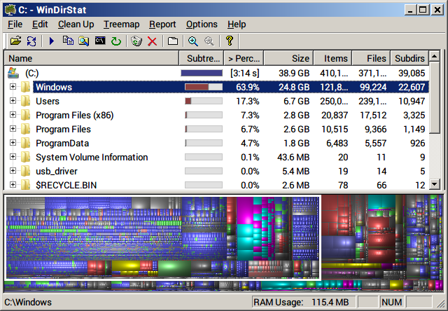 görselleştirmek-disk alanı-WinDirStat