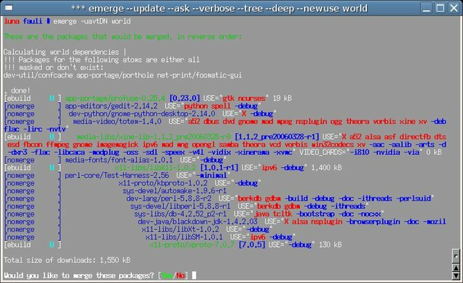 linux gentoo güncellemesi