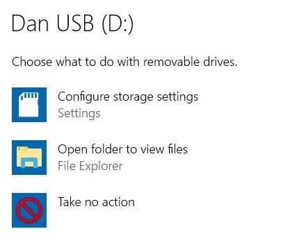 varsayılan seçenekler usb windows 10