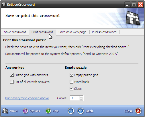 Kendi Bulmacalarınızı Tasarlayın (Windows) 8 yazdırma bulmaca ekranı