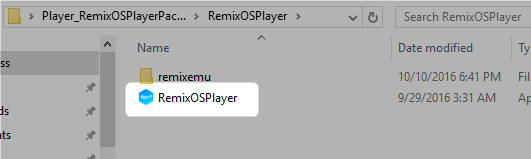 Remix OS Player ZIP Klasörünü Çalıştır