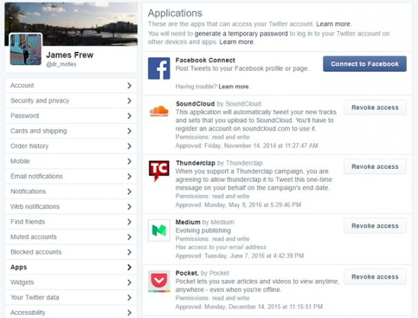 Twitter Connected Apps Ekran Görüntüsü