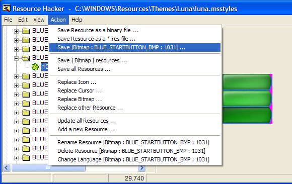 windows xp başlat düğmesinin rengini değiştirme