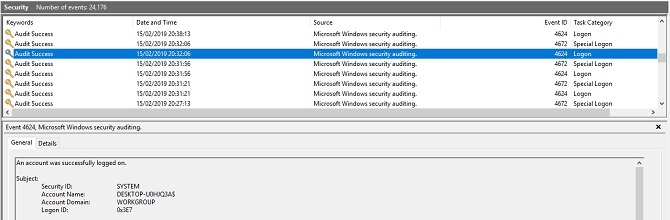 Oturum Açma Windows 10 Günlük Güvenliği