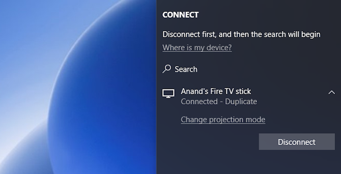 Miracast miracast disconnect ile Windows 10'u TV'ye Yansıtma