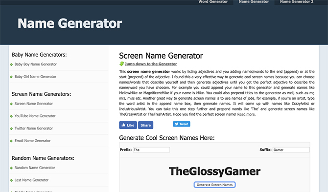 Name Generator ile Ekran Adı Nasıl Seçilir