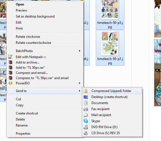 Windows 7'de ZIP dosyası oluşturma