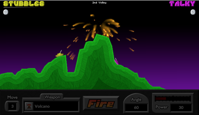 tank oyunları - Pocket Tanks volcano shot