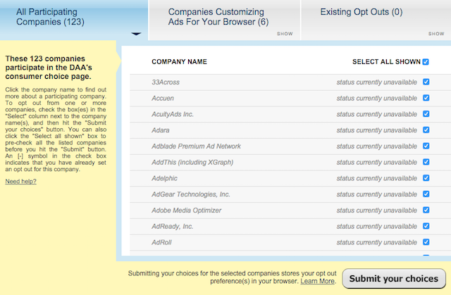DAA-opt-out-katılımcı-şirketleri