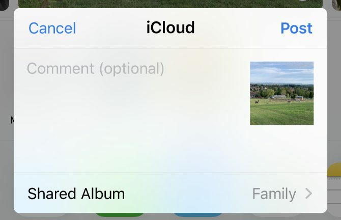 iCloud Paylaşılan Albüm oluşturma penceresi