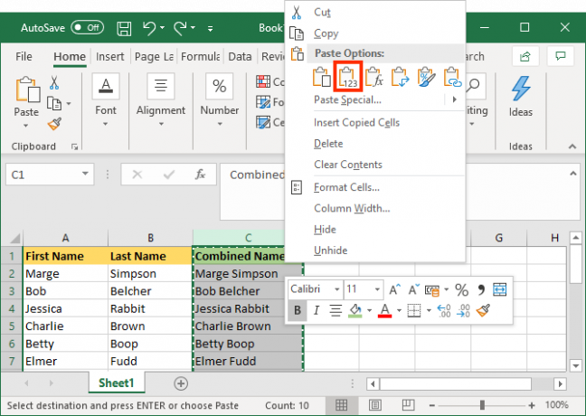 excel kombine hücre macunu