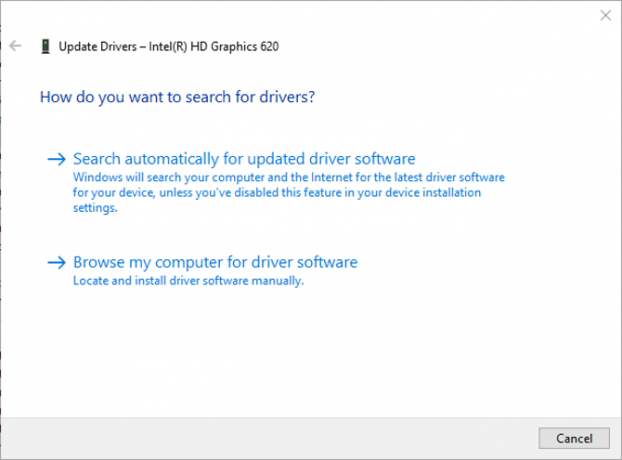 Windows 10 Mayıs 2020 güncellemesinden önceki sürücü güncelleme penceresi