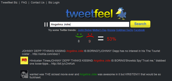 Görüş Arama Denemek ve Nabız Hissediyorum 10 Web Araçları TweetFeel