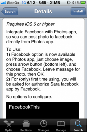 facebook'u ios'a entegre et