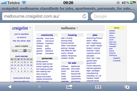 iphone üzerinde craigslist