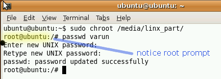 Herhangi bir Linux şifre chroot nasıl sıfırlanır