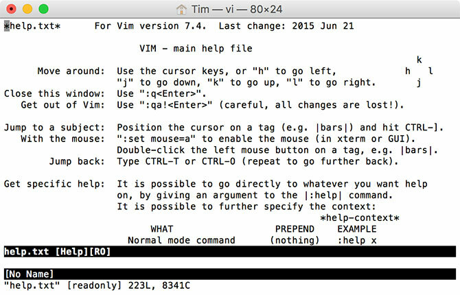 MacOS Terminalinde çalışan Vim html editörü