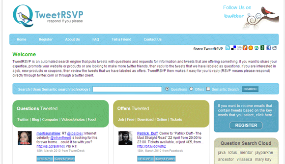 Twitter Twitter'dan Soru Sormak için 6 Twitter Web Uygulaması TweetRSVP