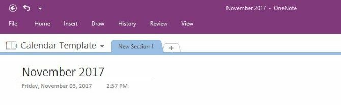 onenote takvim şablonu oluştur