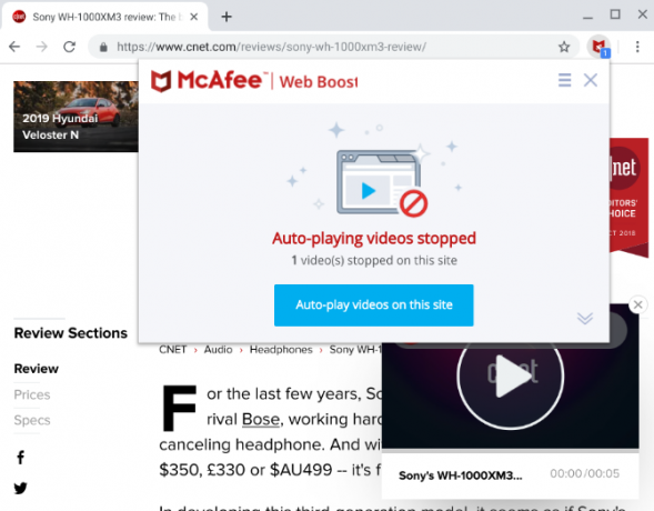 McAfee Web Boost, videoların otomatik oynatılmasını durdurur