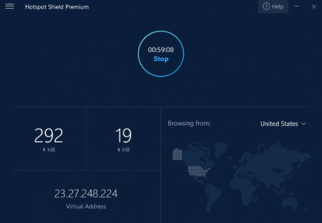 Hotspot Shield'in basit bir kullanıcı arayüzü var