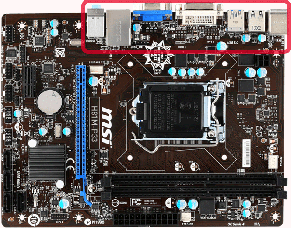 msi anakart genel bakış arka panel