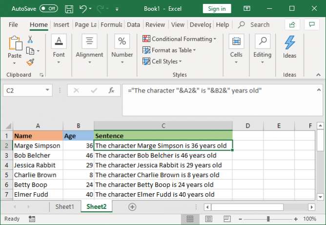 ek metin ile birleştirilmiş hücreleri excel