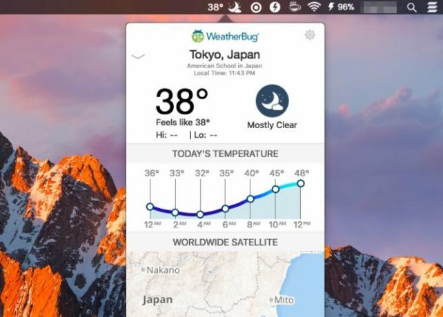 weatherbug-Mac Menu Bar Uygulamaları